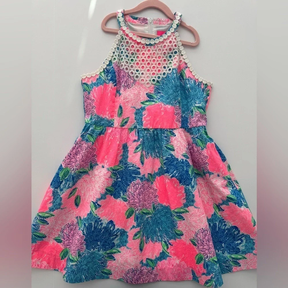 Lilly Pulitzer Girls Little Kinley Dress Beach House Blooms Size 14